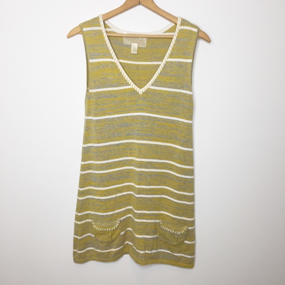 Nick & Me Dresses & Skirts - Nick & Me sweater dress striped mustard gray